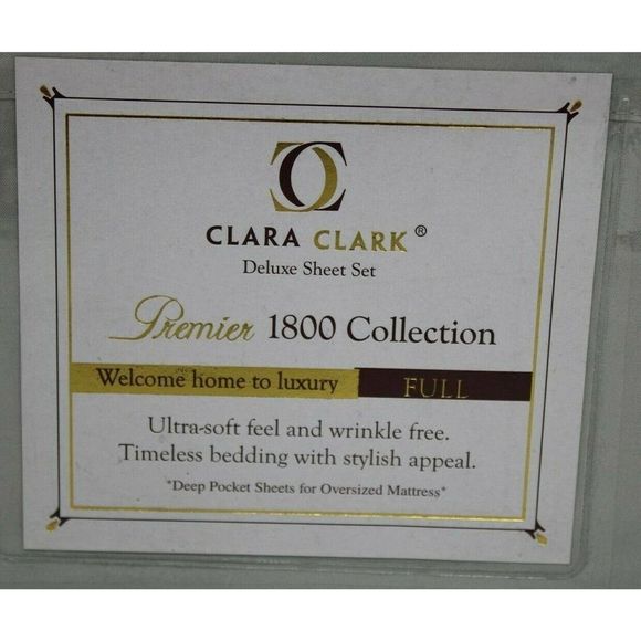 Clara Clark Full Size Sheets Premier 1800 Series Deep Pocket Silver Gray NWT - Picture 5 of 6